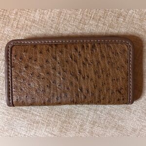 Brown Men's Ostrich-Style Leather Roper Wallet
